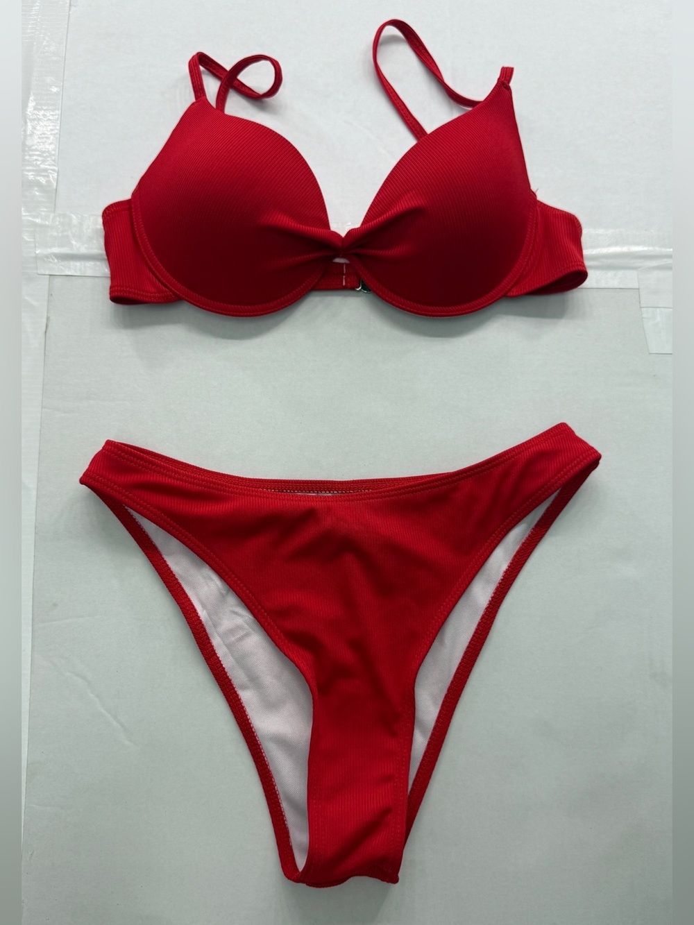 Red Bikini 2 piece set red medium swimsuit bra bikini top push up